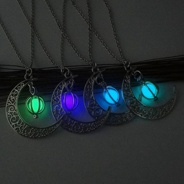 Fashion Moon Natural Glowing Stone Necklace