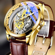 Automatic Quartz Gold Skeleton Vintage Mens Watch