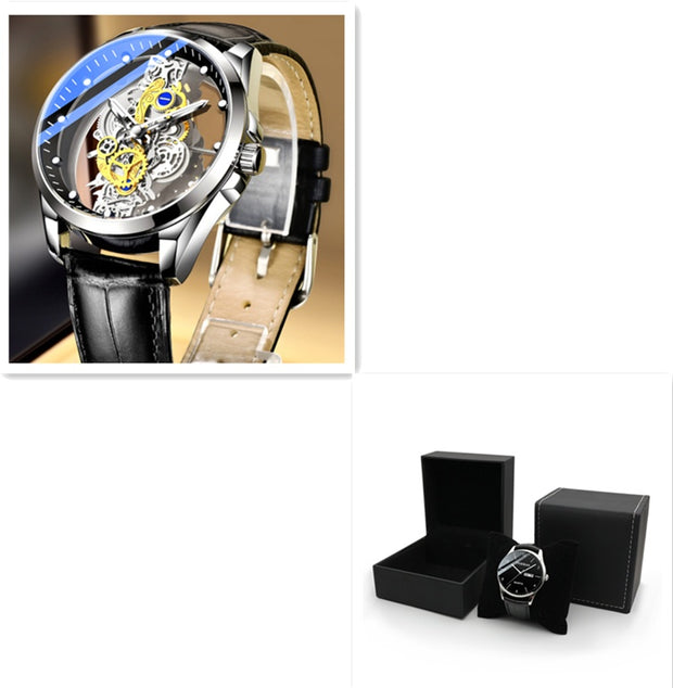 Automatic Quartz Gold Skeleton Vintage Mens Watch