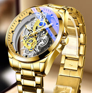 Automatic Quartz Gold Skeleton Vintage Mens Watch